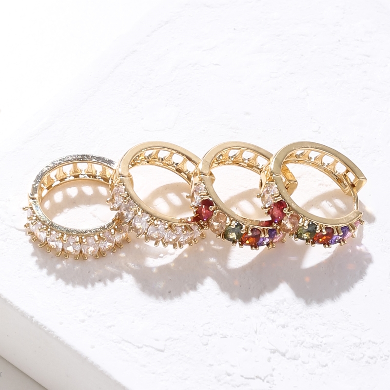 1 Pair Vintage Style Circle Solid Color Plating Inlay Copper Zircon Gold Plated Hoop Earrings display picture 7