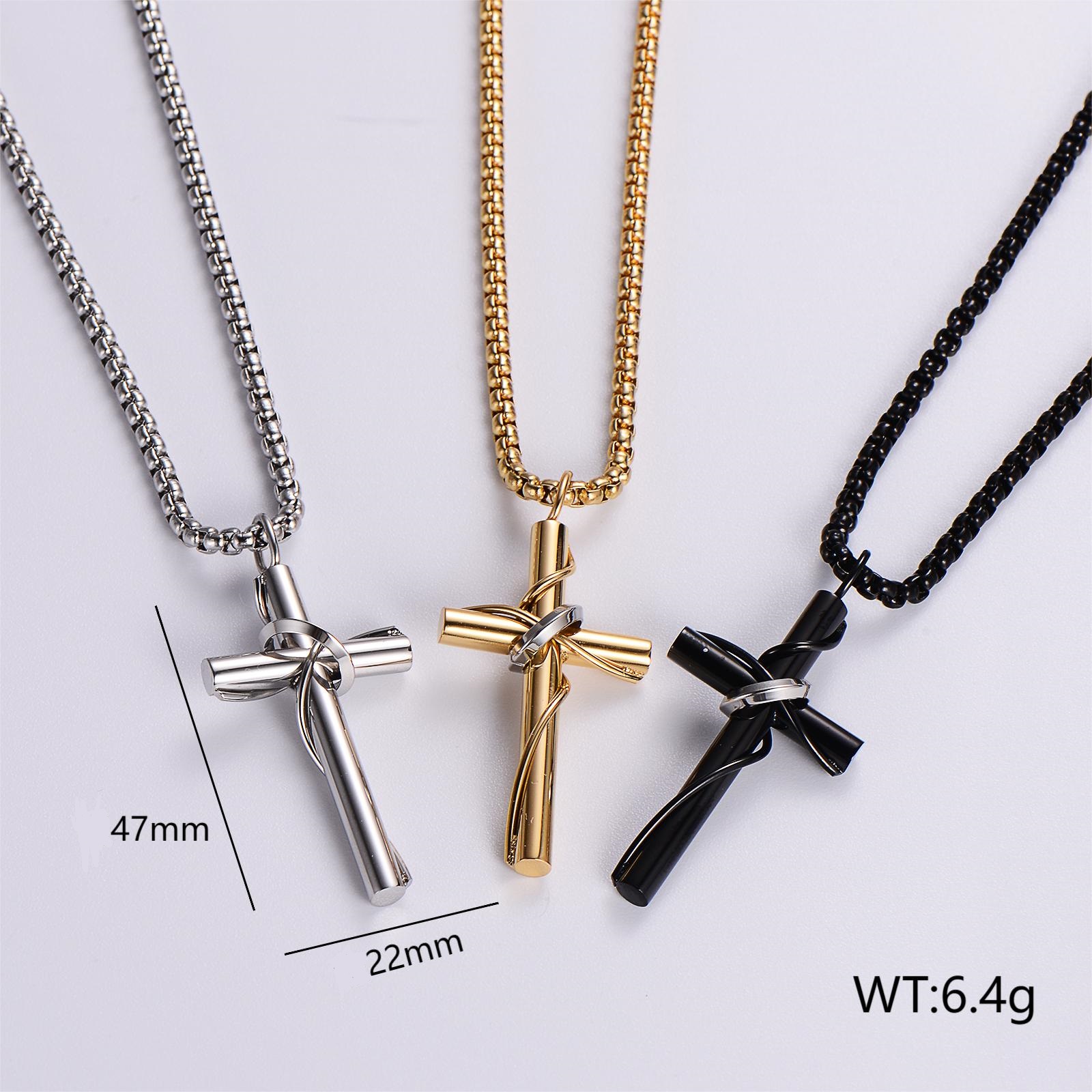 Streetwear Cross Stainless Steel Unisex Pendant Necklace display picture 8