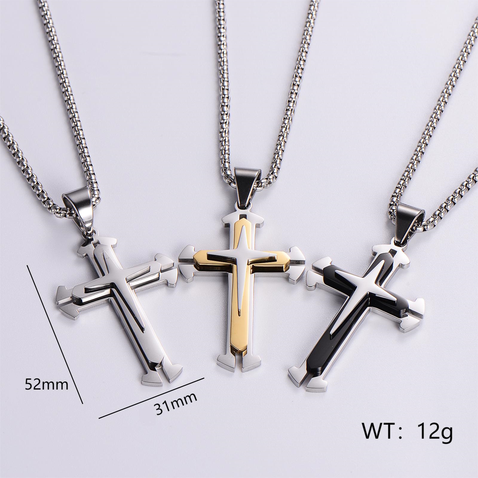 Hip-hop Streetwear Cross Stainless Steel Unisex Pendant Necklace display picture 8