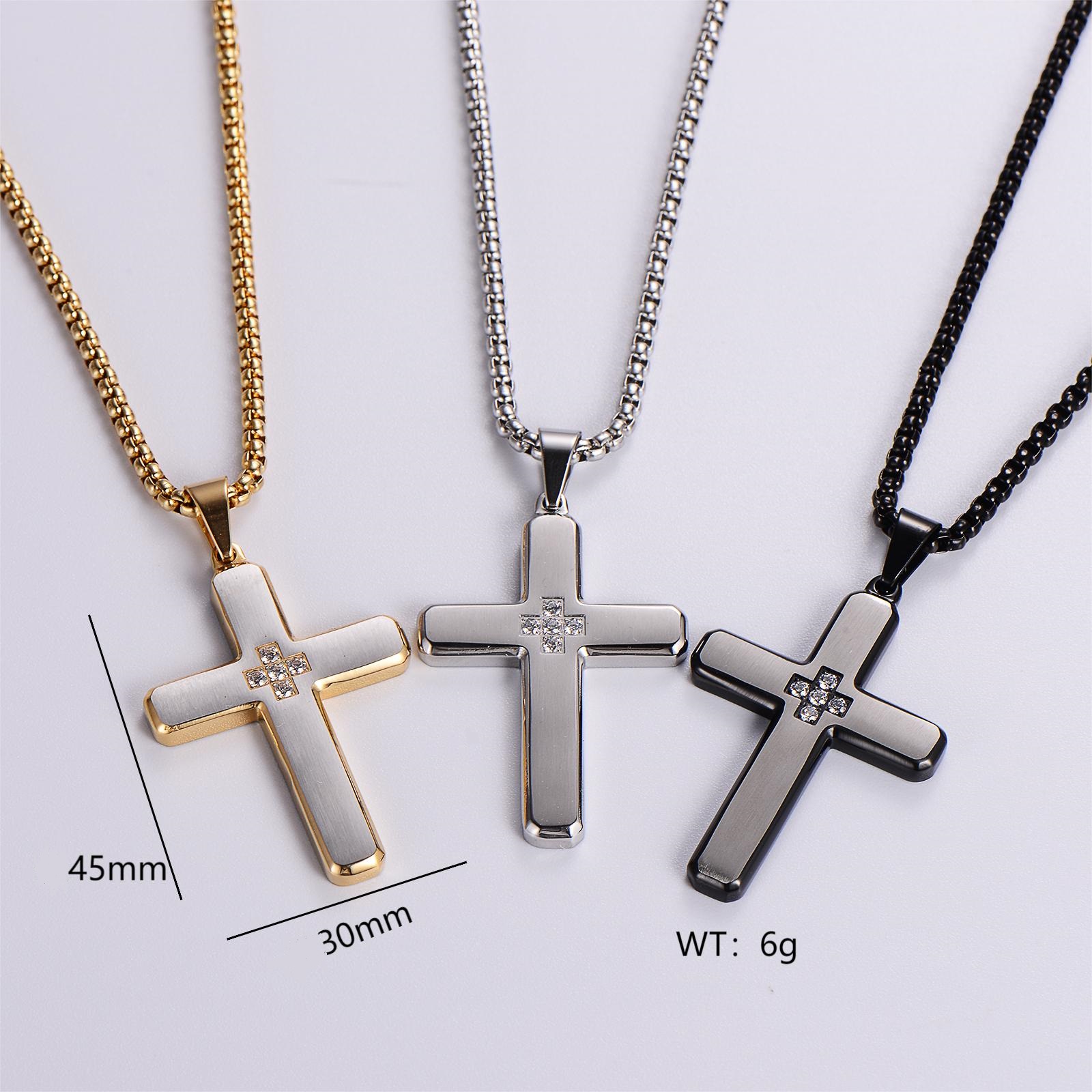 Hip-Hop Retro Cross 304 Stainless Steel Plating Rhinestones 18K Gold Plated Men's display picture 8
