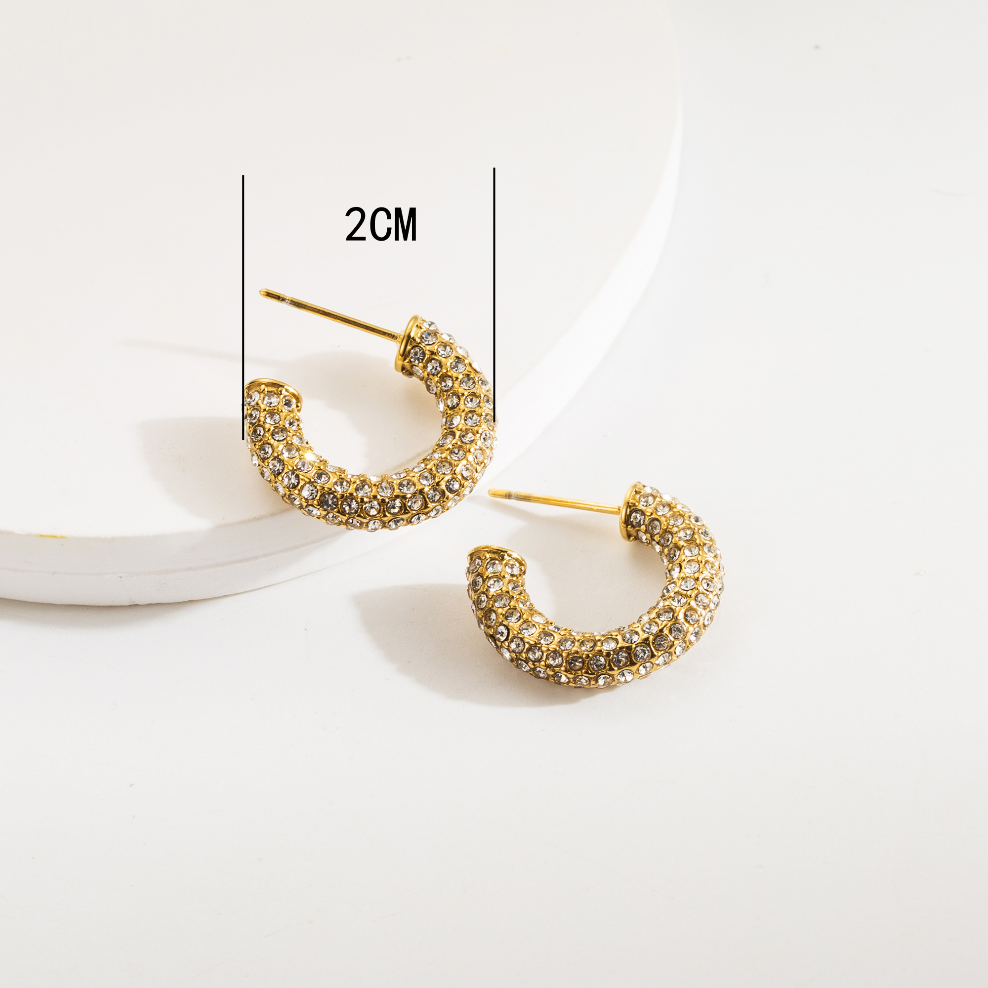 1 Pair Elegant Streetwear Geometric Round Flower Inlay 304 Stainless Steel Artificial Pearls Rhinestones 14K Gold Plated Ear Studs display picture 7