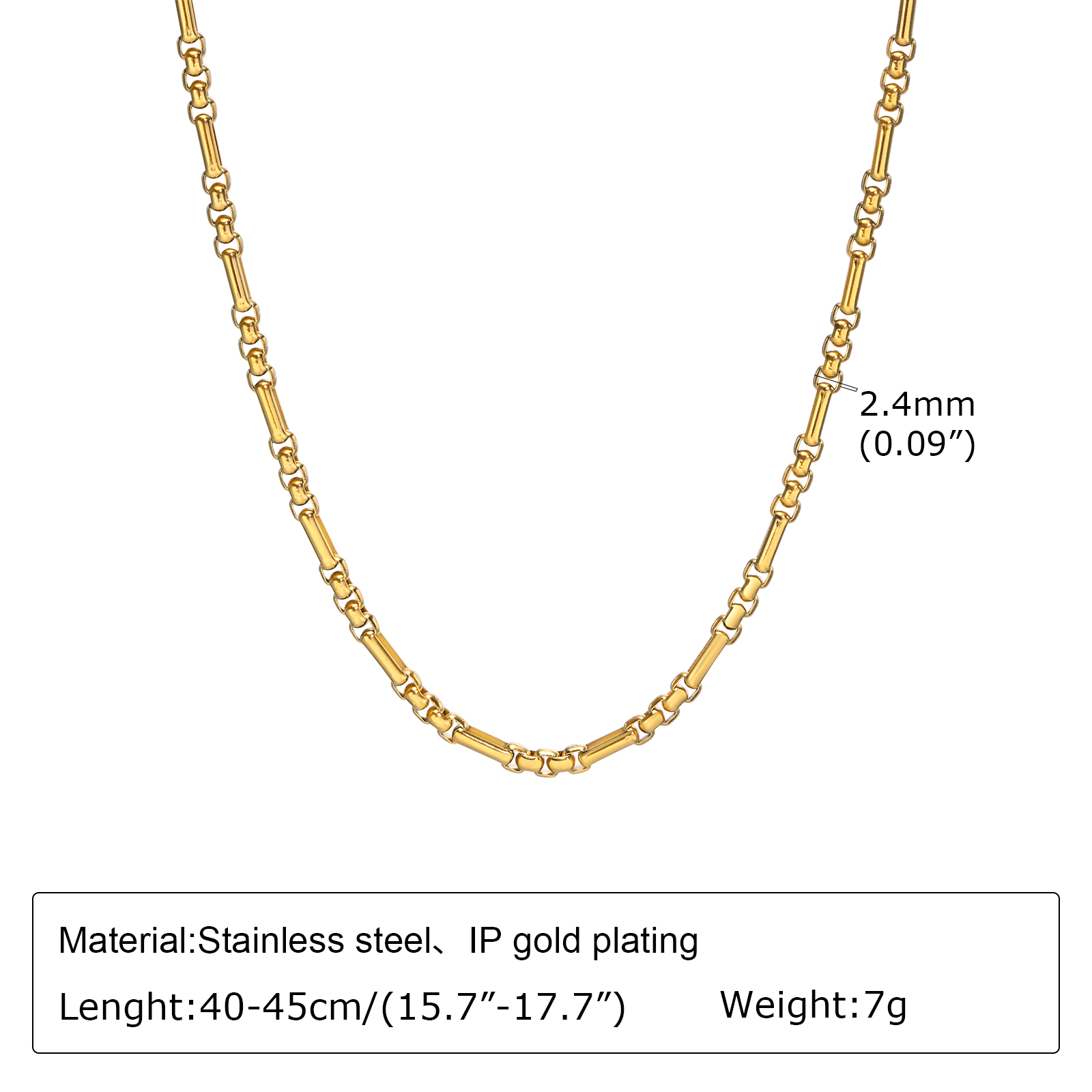 201 Stainless Steel Gold Plated Simple Style Solid Color Bracelets Necklace display picture 1