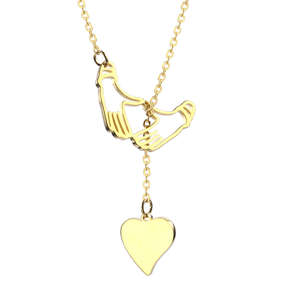 Edelstahl 304 18 Karat Vergoldet Einfacher Stil Pendeln Überzug Herzform Halskette Mit Anhänger display picture 2