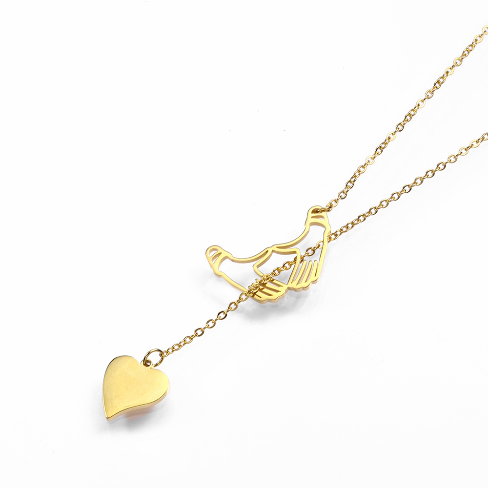 Edelstahl 304 18 Karat Vergoldet Einfacher Stil Pendeln Überzug Herzform Halskette Mit Anhänger display picture 3
