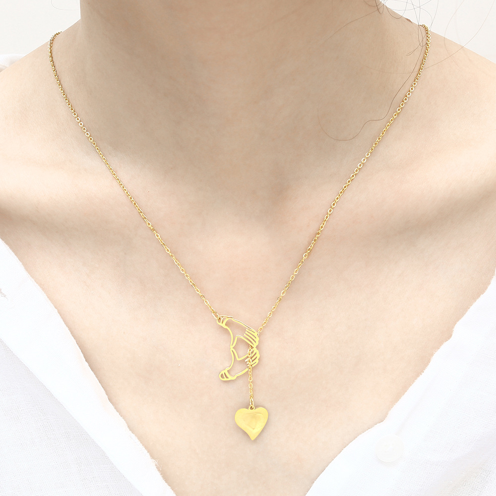 Edelstahl 304 18 Karat Vergoldet Einfacher Stil Pendeln Überzug Herzform Halskette Mit Anhänger display picture 5