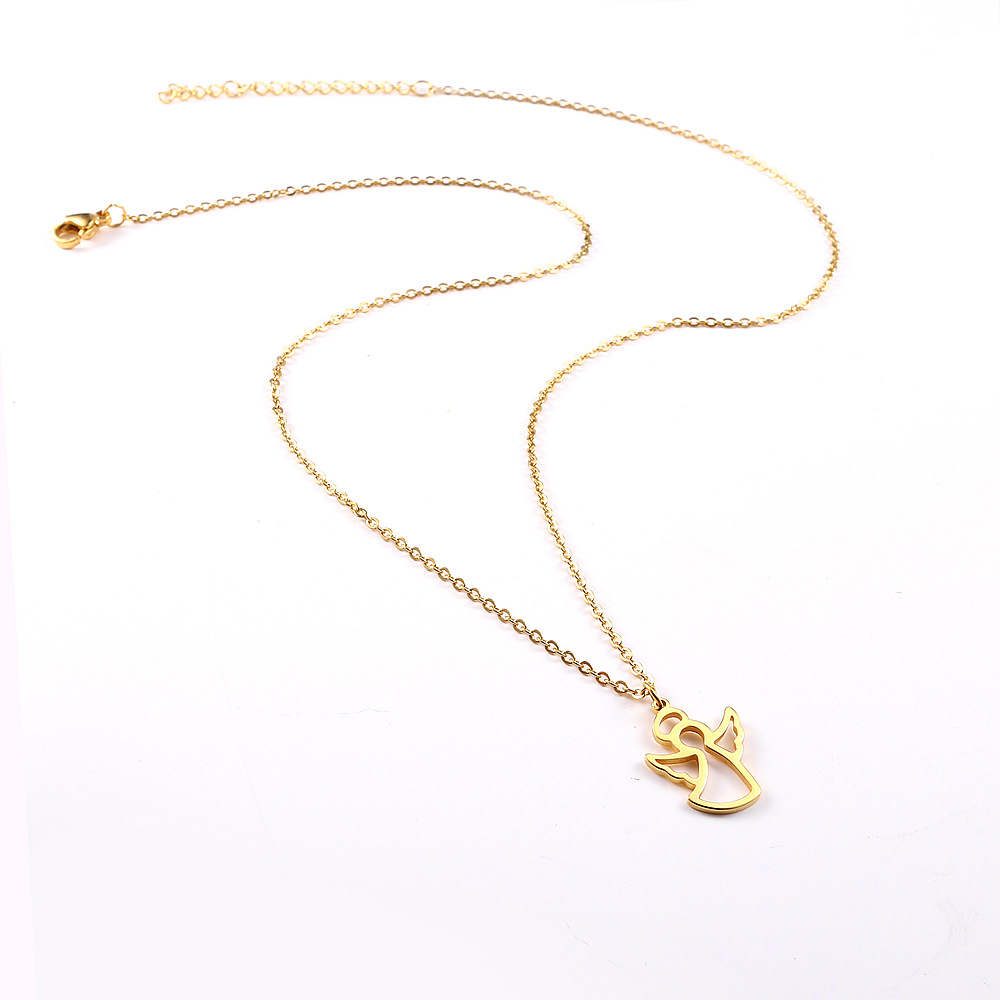 304 Stainless Steel 18K Gold Plated Cartoon Style Plating Solid Color Pendant Necklace display picture 4