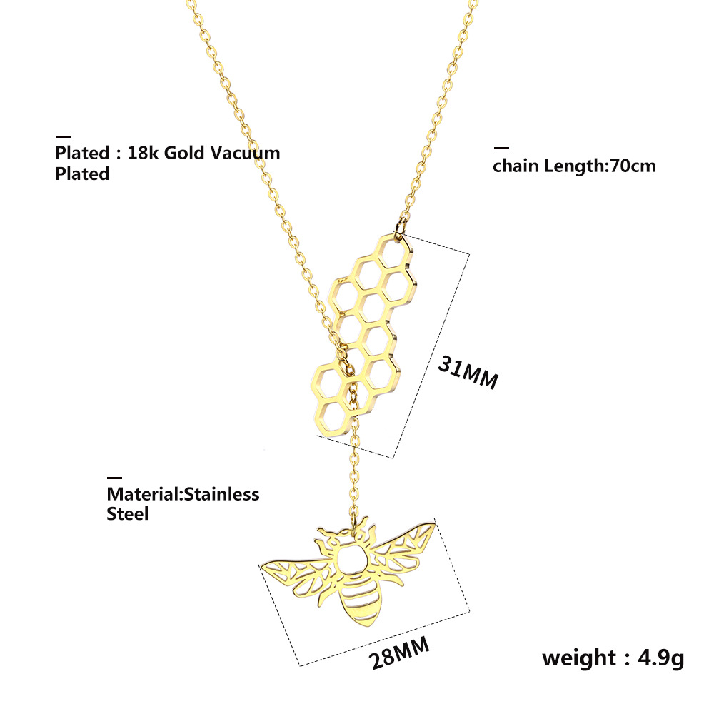 Edelstahl 304 18 Karat Vergoldet Einfacher Stil Überzug Biene Halskette Mit Anhänger display picture 3