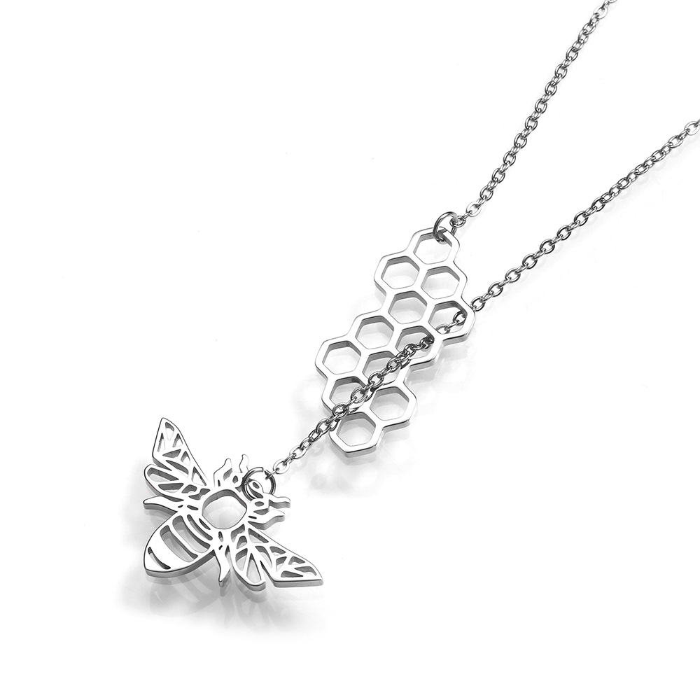 304 Stainless Steel 18K Gold Plated Simple Style Plating Bee Pendant Necklace display picture 6