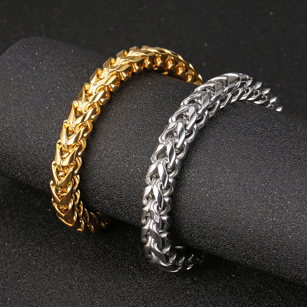 Hip-hop Solid Color Stainless Steel Plating Gold Plated Men's Bracelets display picture 1