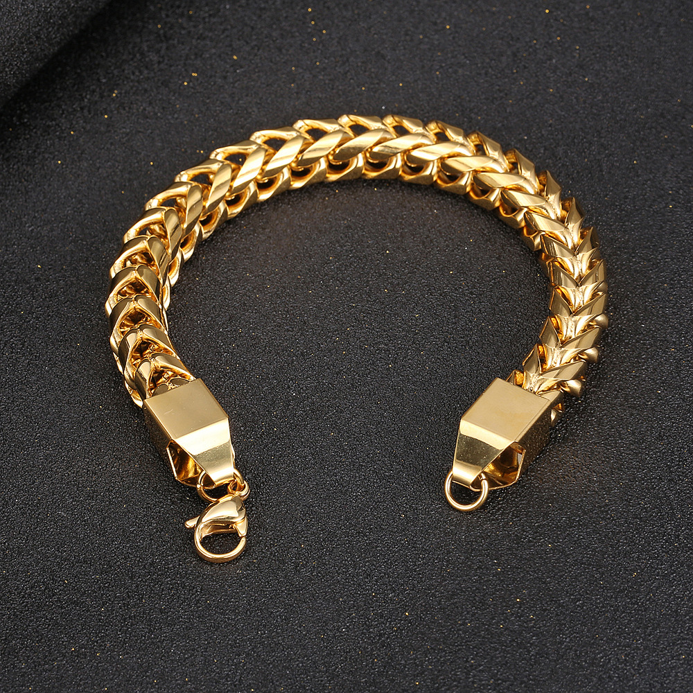 Hip-hop Solid Color Stainless Steel Plating Gold Plated Men's Bracelets display picture 3