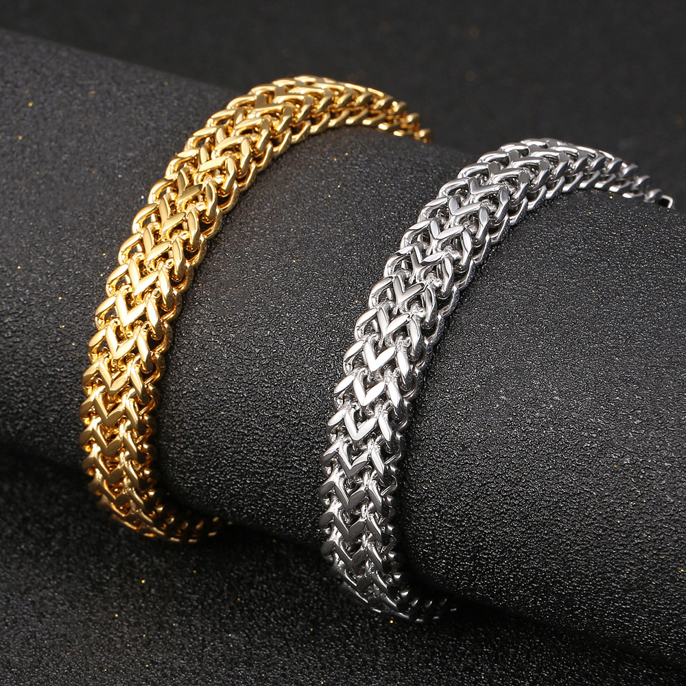 Hip-hop Retro Solid Color Stainless Steel Plating Chain Gold Plated Men's Bracelets display picture 1