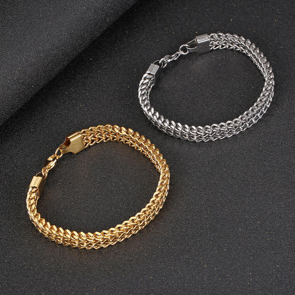 Hip-hop Retro Solid Color Stainless Steel Plating Chain Gold Plated Men's Bracelets display picture 2