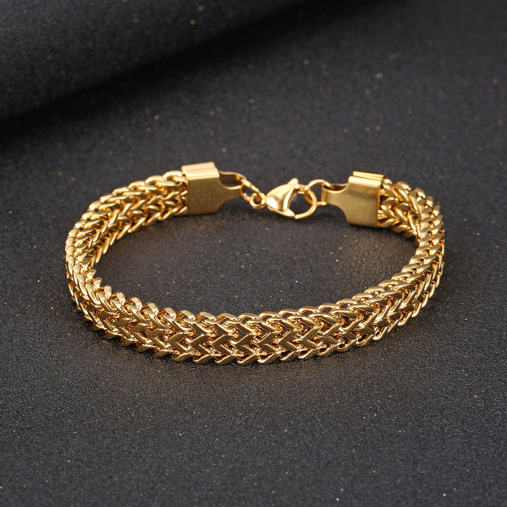 Hip-hop Retro Solid Color Stainless Steel Plating Chain Gold Plated Men's Bracelets display picture 3
