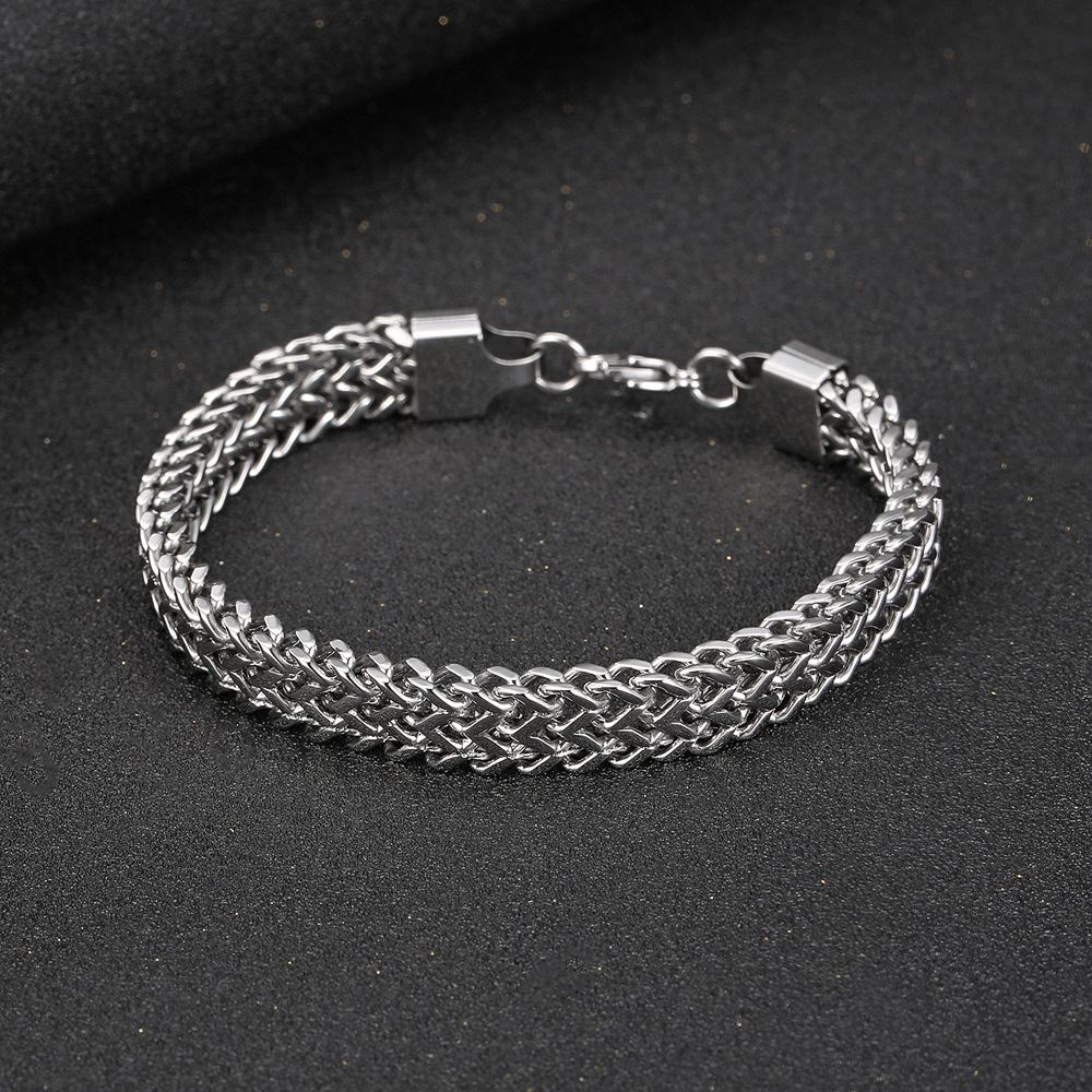 Hip-hop Retro Solid Color Stainless Steel Plating Chain Gold Plated Men's Bracelets display picture 4