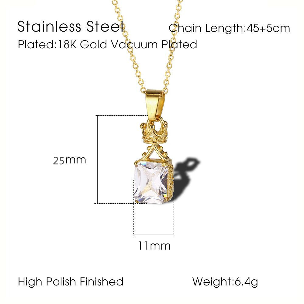 304 Stainless Steel 18K Gold Plated Simple Style Inlay Crown Rhinestones display picture 1