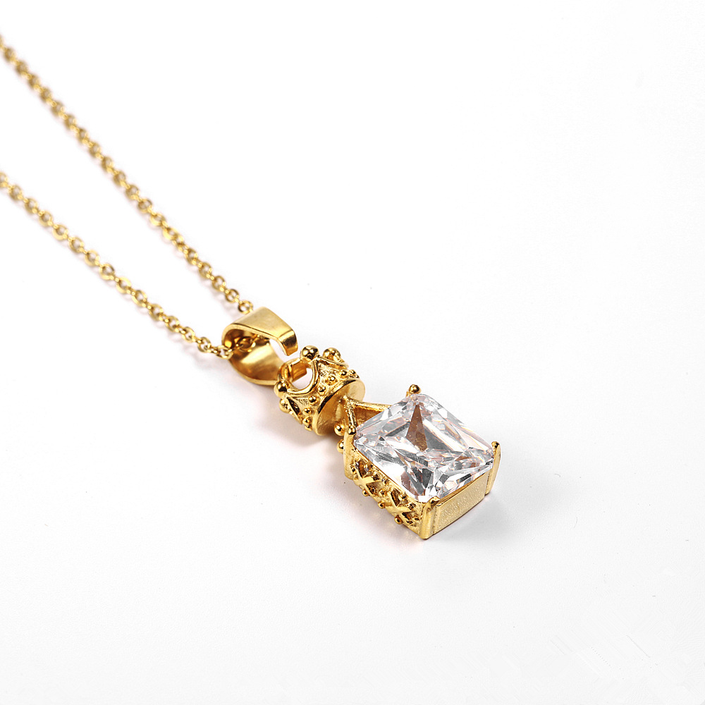 Acero Inoxidable 304 Chapados en oro de 18k Estilo Simple Embutido Corona Diamantes De Imitación display picture 2