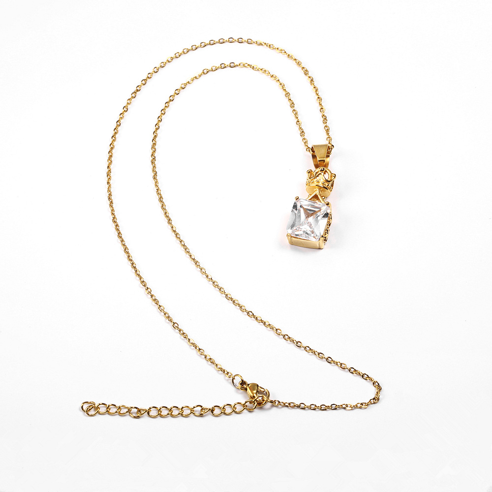 Acero Inoxidable 304 Chapados en oro de 18k Estilo Simple Embutido Corona Diamantes De Imitación display picture 5
