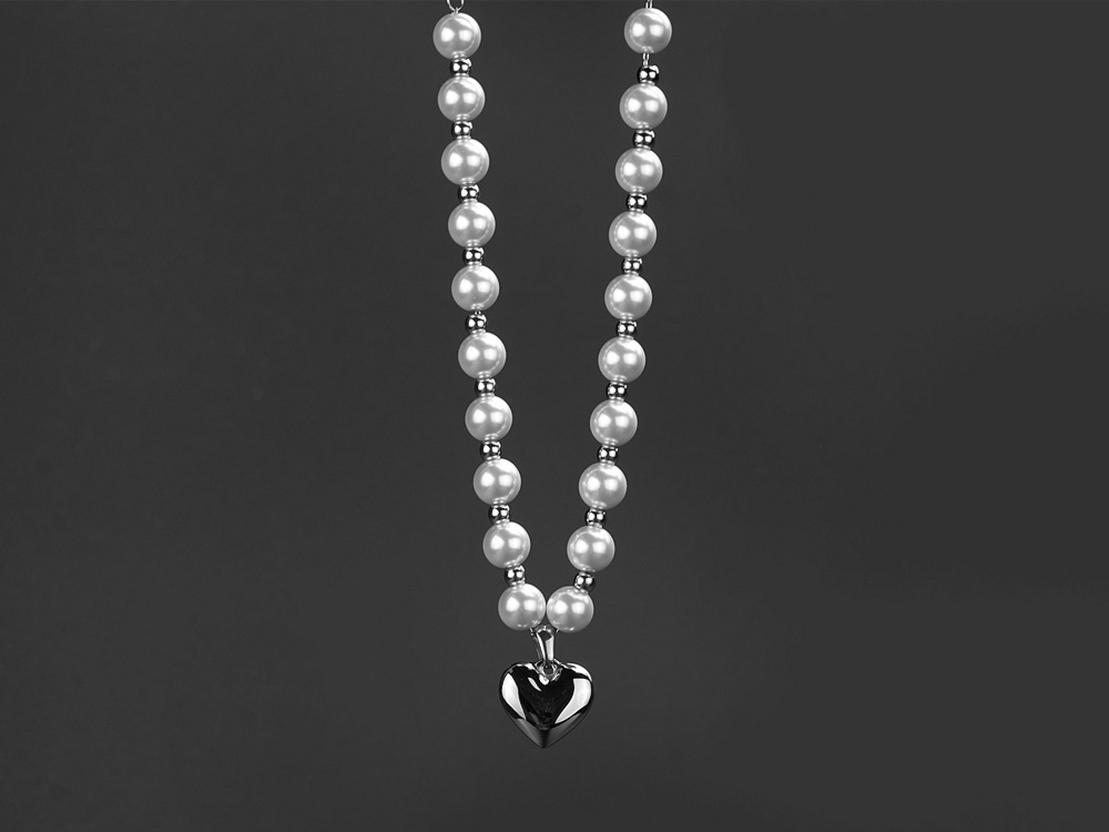 304 Stainless Steel Imitation Pearl 18K Gold Plated Simple Style Commute Beaded Solid Color Necklace display picture 3