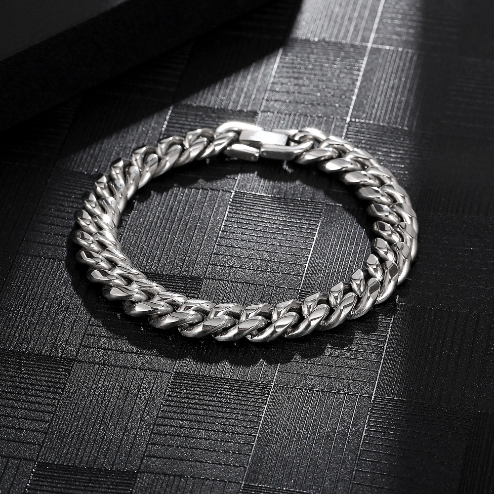 Hip-Hop Solid Color 304 Stainless Steel Chain 18K Gold Plated Men's Bracelets display picture 3