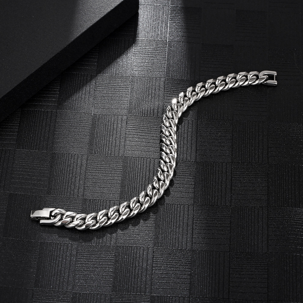 Hip-Hop Solid Color 304 Stainless Steel Chain 18K Gold Plated Men's Bracelets display picture 4