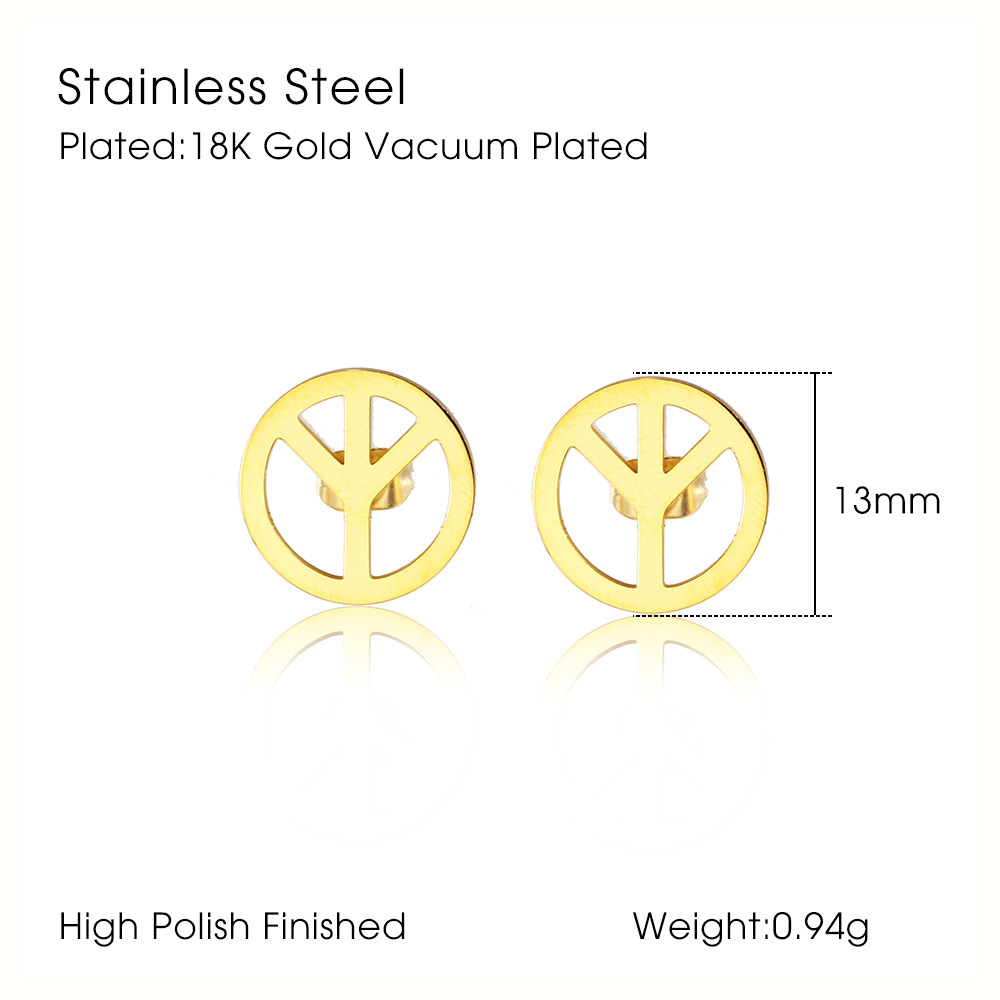 1 Pair Simple Style Solid Color Hollow Out 304 Stainless Steel 18K Gold Plated Ear Studs display picture 1