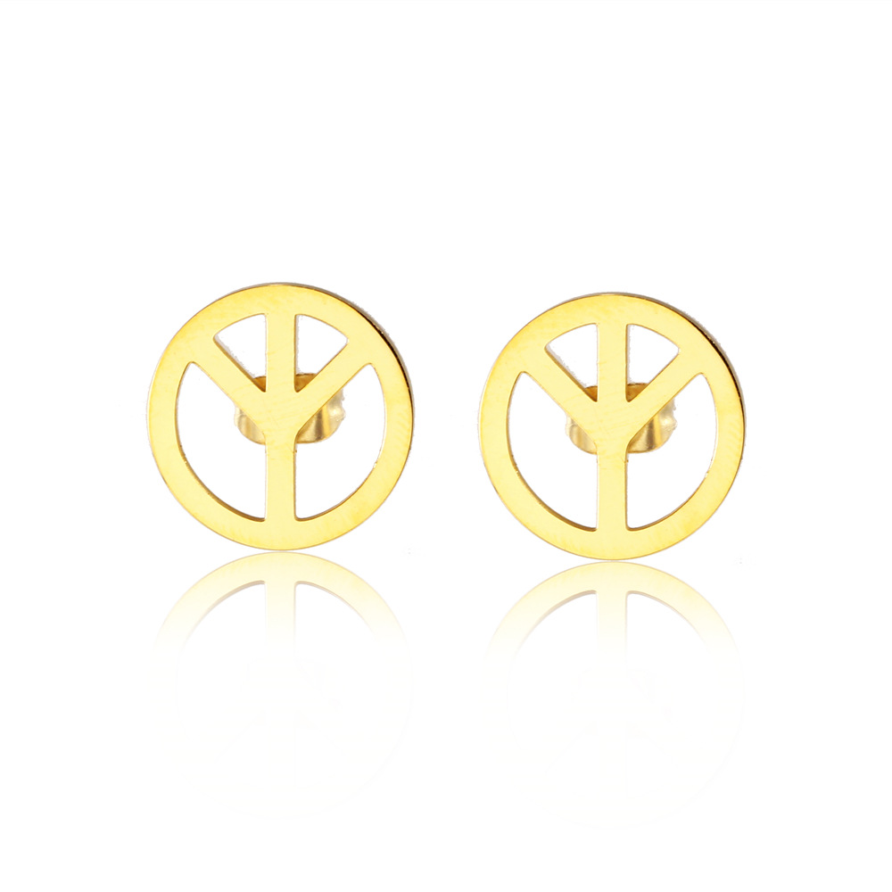 1 Pair Simple Style Solid Color Hollow Out 304 Stainless Steel 18K Gold Plated Ear Studs display picture 3