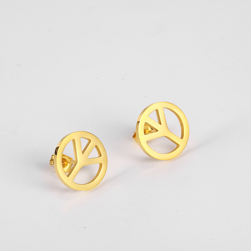 1 Pair Simple Style Solid Color Hollow Out 304 Stainless Steel 18K Gold Plated Ear Studs display picture 4