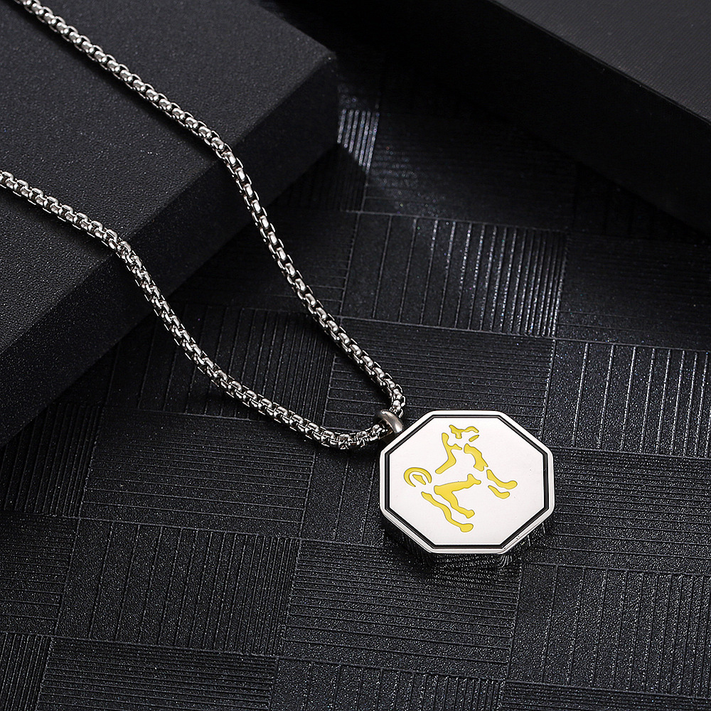 304 Stainless Steel 18K Gold Plated Hip-Hop Epoxy Color Block Pendant Necklace display picture 4