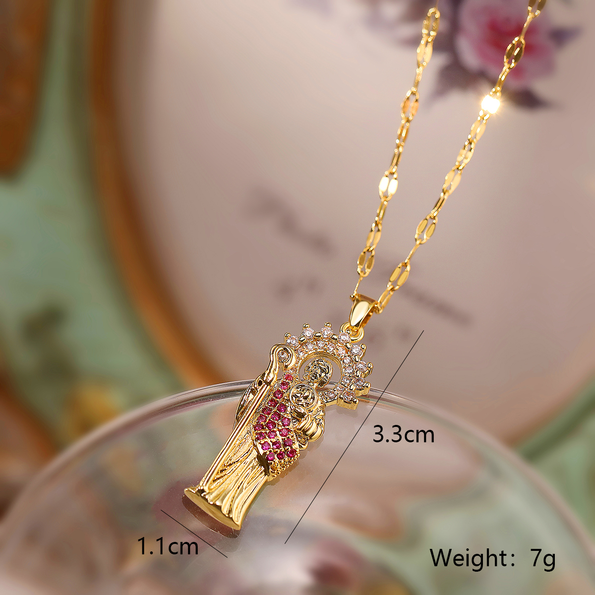 Einfacher Stil Pendeln Blume Kupfer Überzug Inlay Zirkon 18 Karat Vergoldet Halskette Mit Anhänger display picture 2