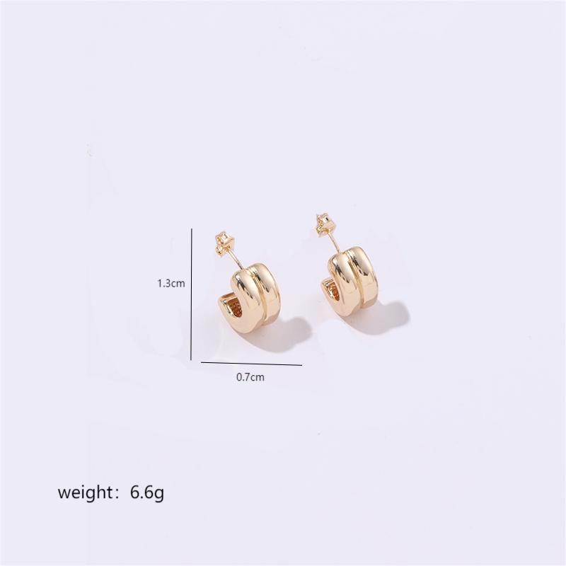 1 Pair Simple Style Semicircle Plating Copper 18k Gold Plated White Gold Plated Ear Studs display picture 7