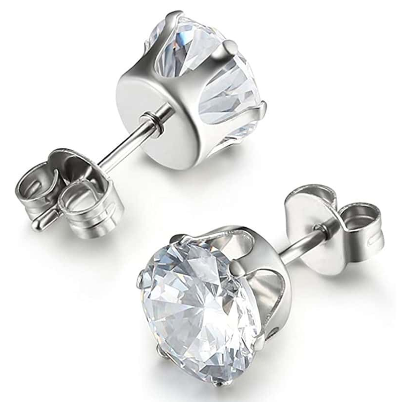 5 Pairs Basic Modern Style Geometric Inlay Stainless Steel Zircon Ear Studs display picture 2