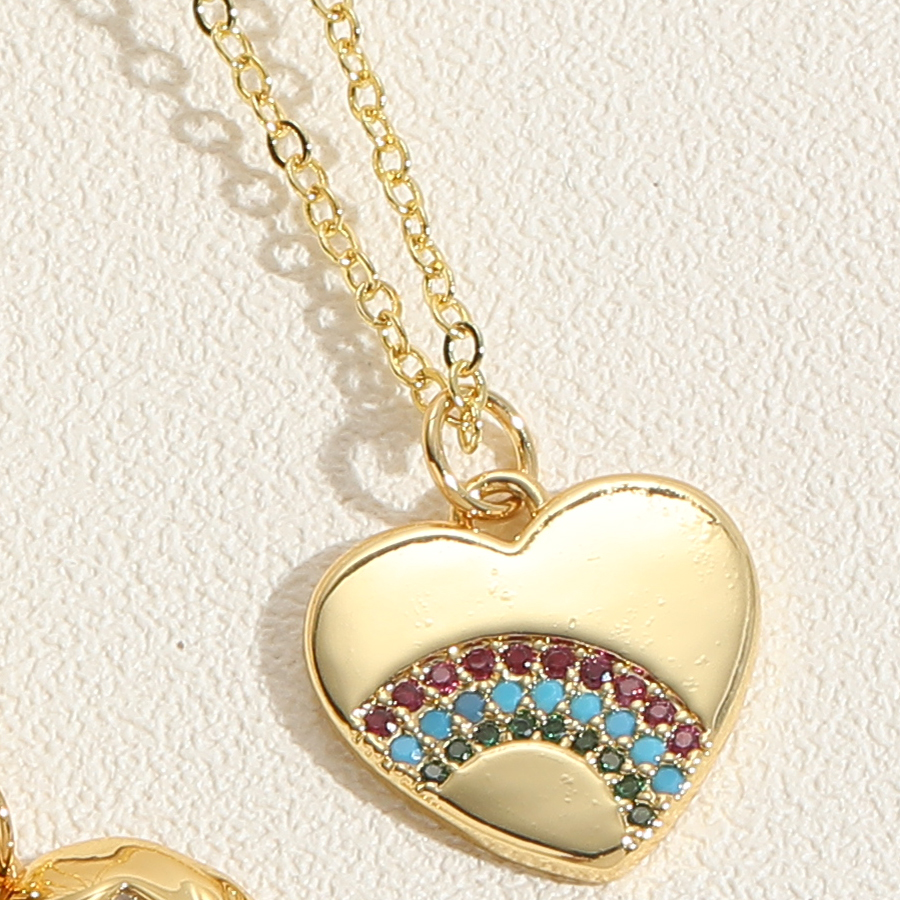 Einfacher Stil Herzform Kupfer Überzug Inlay Zirkon 14 Karat Vergoldet Halskette Mit Anhänger display picture 6