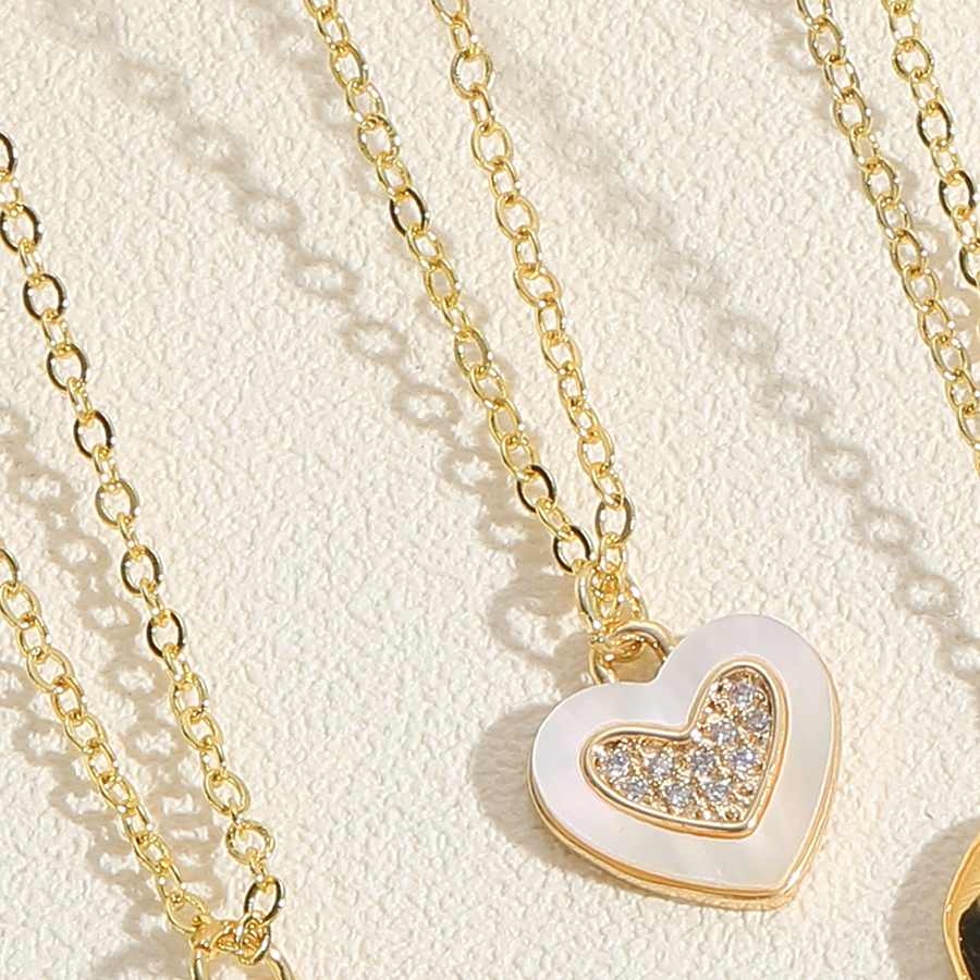 Einfacher Stil Herzform Kupfer Überzug Inlay Zirkon 14 Karat Vergoldet Halskette Mit Anhänger display picture 10