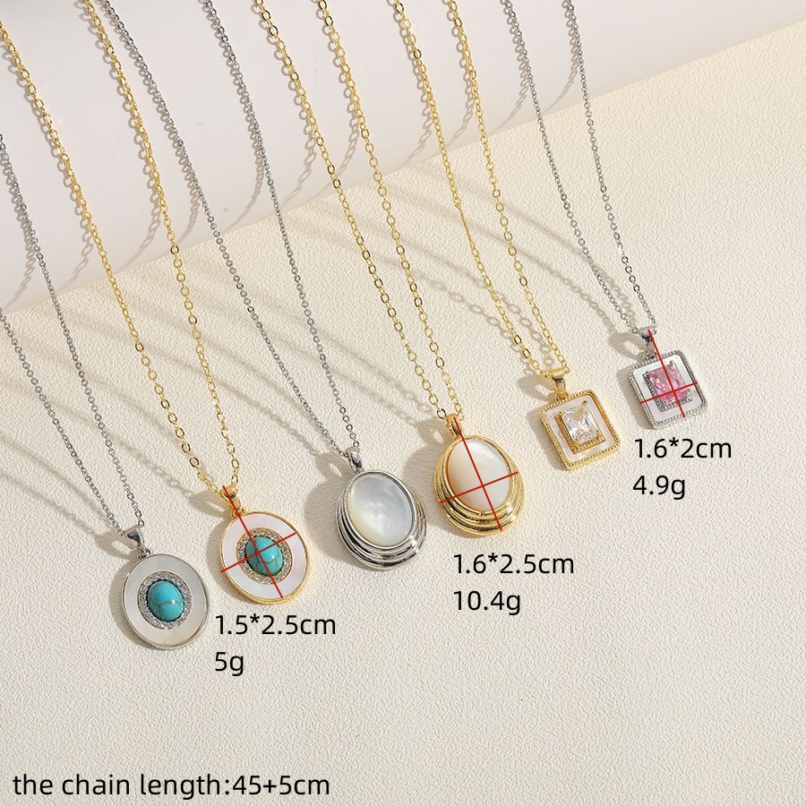 Cute Simple Style Square Copper Plating Chain Shell Zircon 14k Gold Plated White Gold Plated Pendant Necklace display picture 4