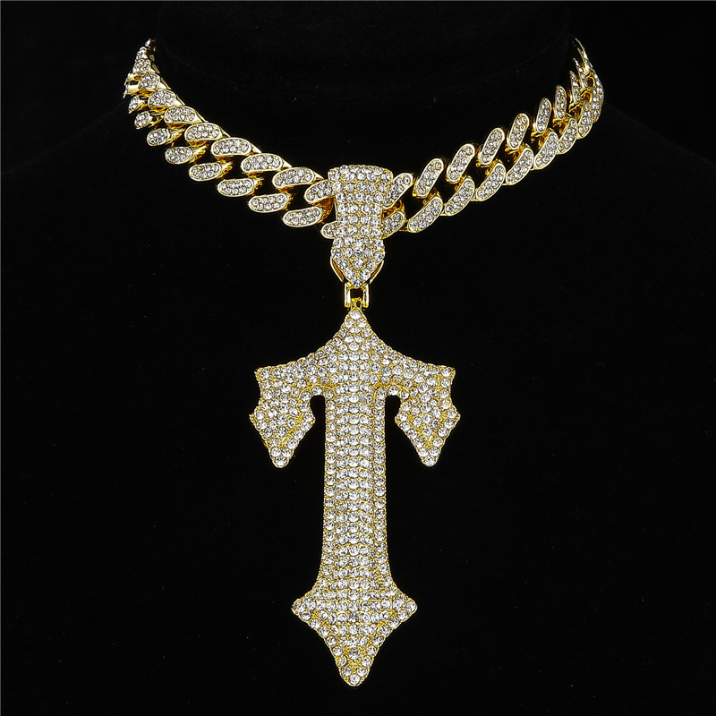 Hip-hop Cross Lock Rhinestones Stainless Steel Alloy Wholesale Pendant Necklace display picture 7