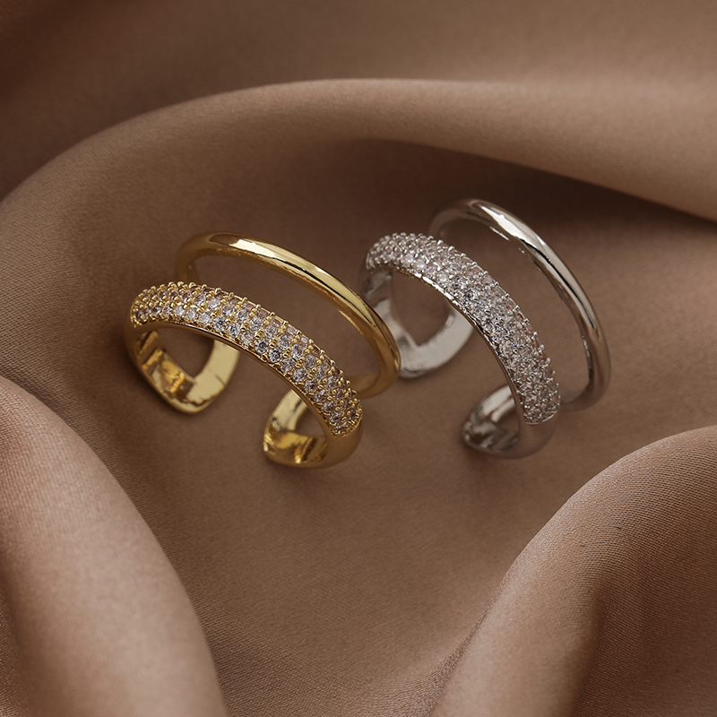 Einfacher Stil Einfarbig Kupfer Weißgold Plattiert Vergoldet Zirkon Offener Ring In Masse display picture 5
