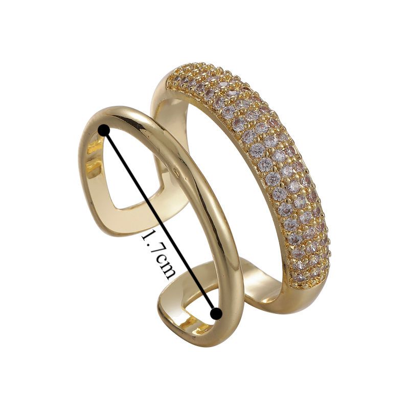 Einfacher Stil Einfarbig Kupfer Weißgold Plattiert Vergoldet Zirkon Offener Ring In Masse display picture 1