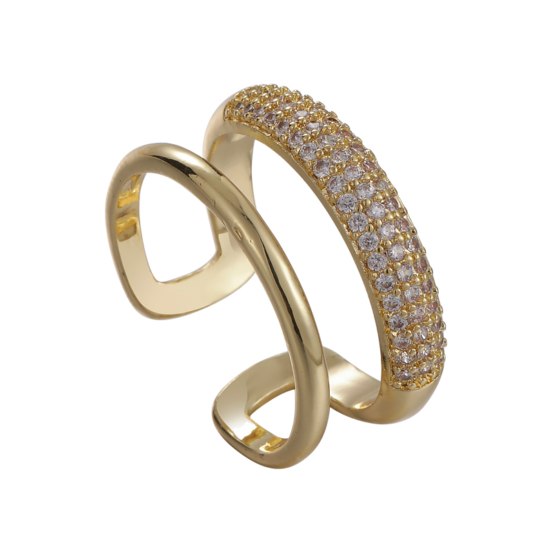 Einfacher Stil Einfarbig Kupfer Weißgold Plattiert Vergoldet Zirkon Offener Ring In Masse display picture 3