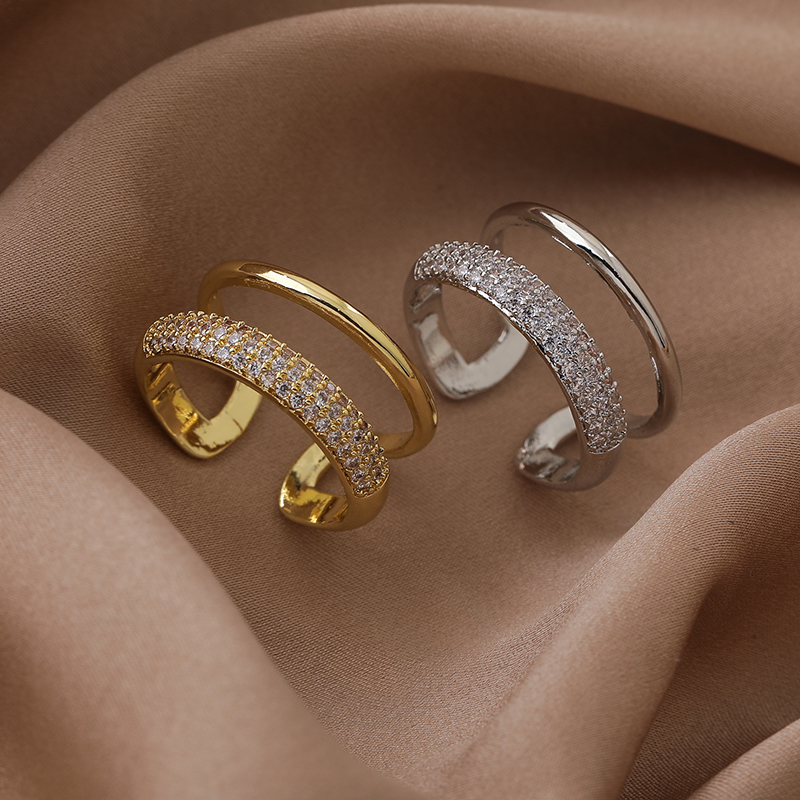 Einfacher Stil Einfarbig Kupfer Weißgold Plattiert Vergoldet Zirkon Offener Ring In Masse display picture 7