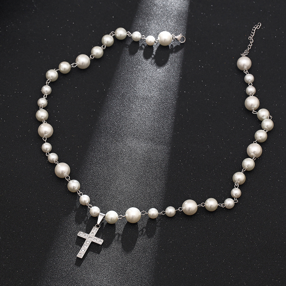 Hip Hop Runden Edelstahl 304 Künstliche Perle Perlen 18 Karat Vergoldet Frau Halskette Mit Anhänger display picture 4