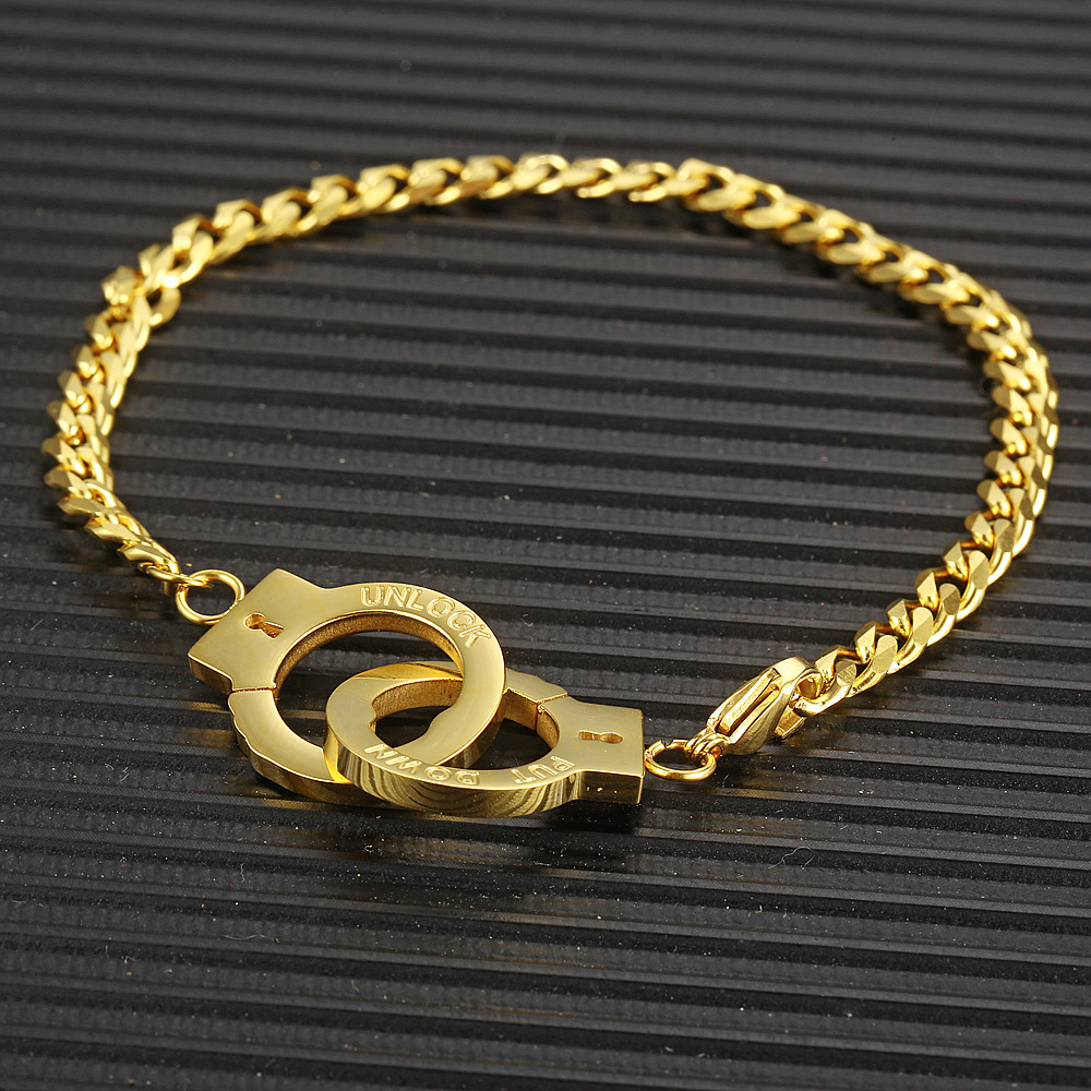 Hip-Hop Retro Solid Color 304 Stainless Steel Polishing 18K Gold Plated Men's Bracelets Necklace display picture 2
