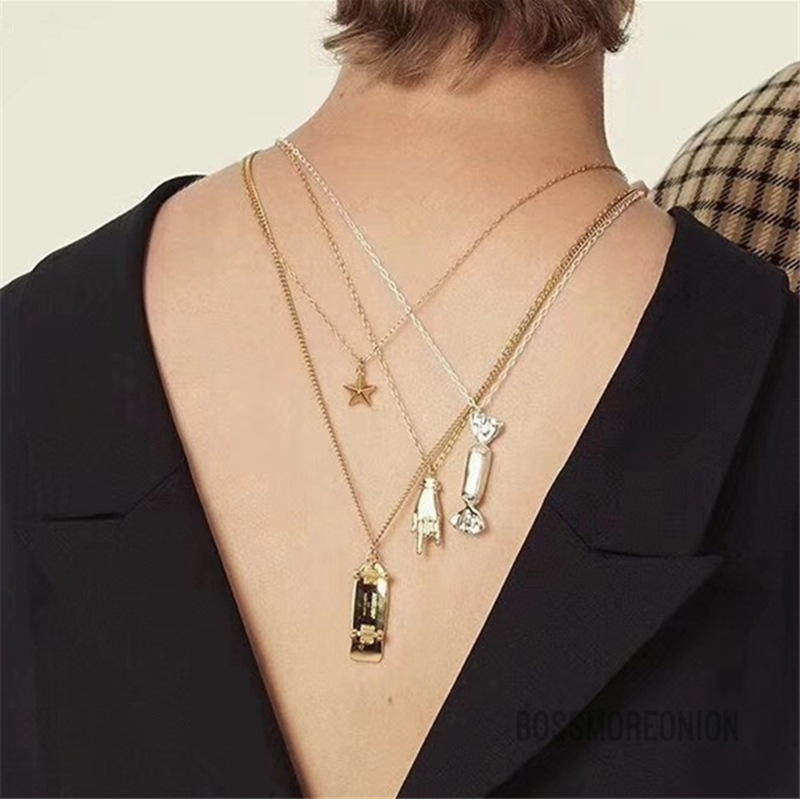 304 Stainless Steel 18K Gold Plated Hip-Hop Retro Plating Solid Color Pendant Necklace display picture 1