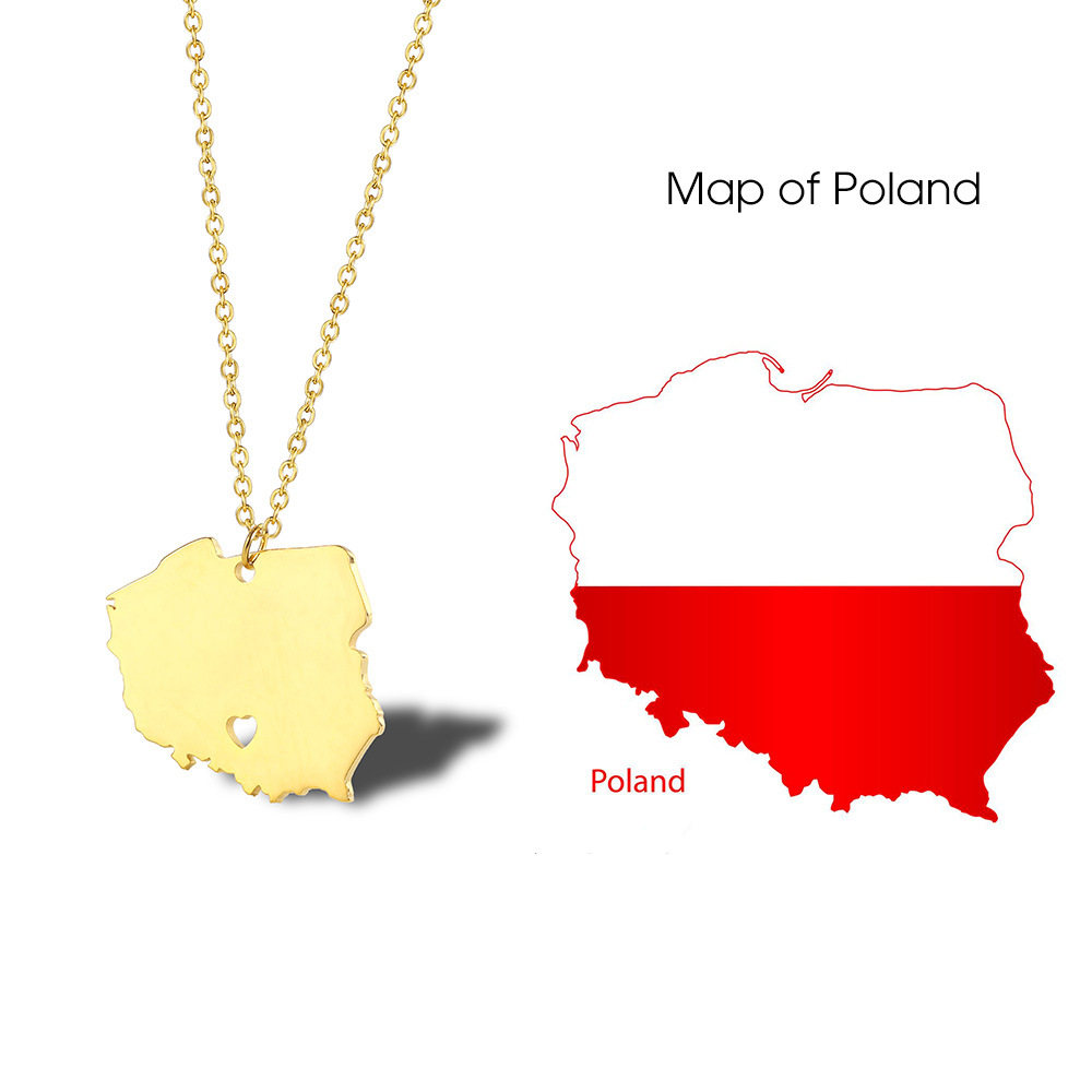 304 Stainless Steel 18K Gold Plated Simple Style Plating Map Pendant Necklace display picture 5