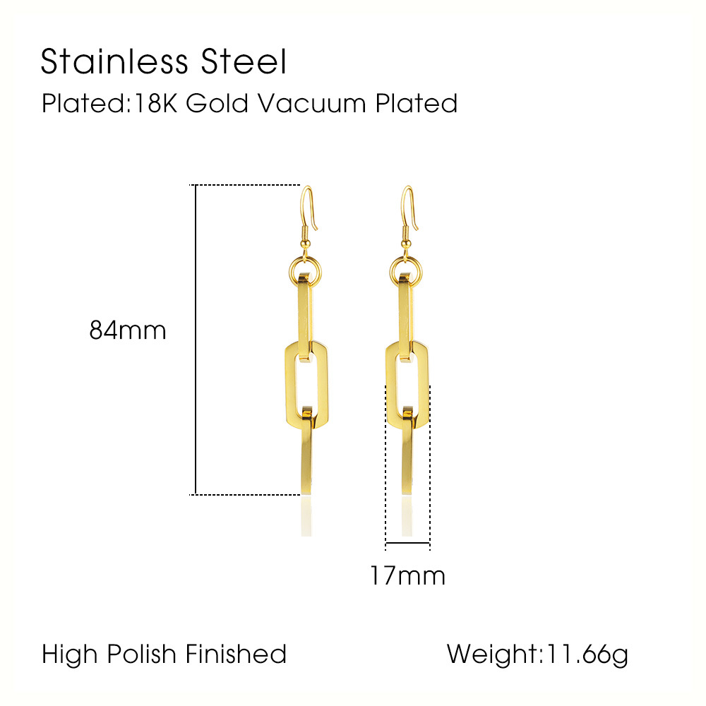 1 Pair Modern Style Geometric Plating 304 Stainless Steel 18K Gold Plated Drop Earrings display picture 2