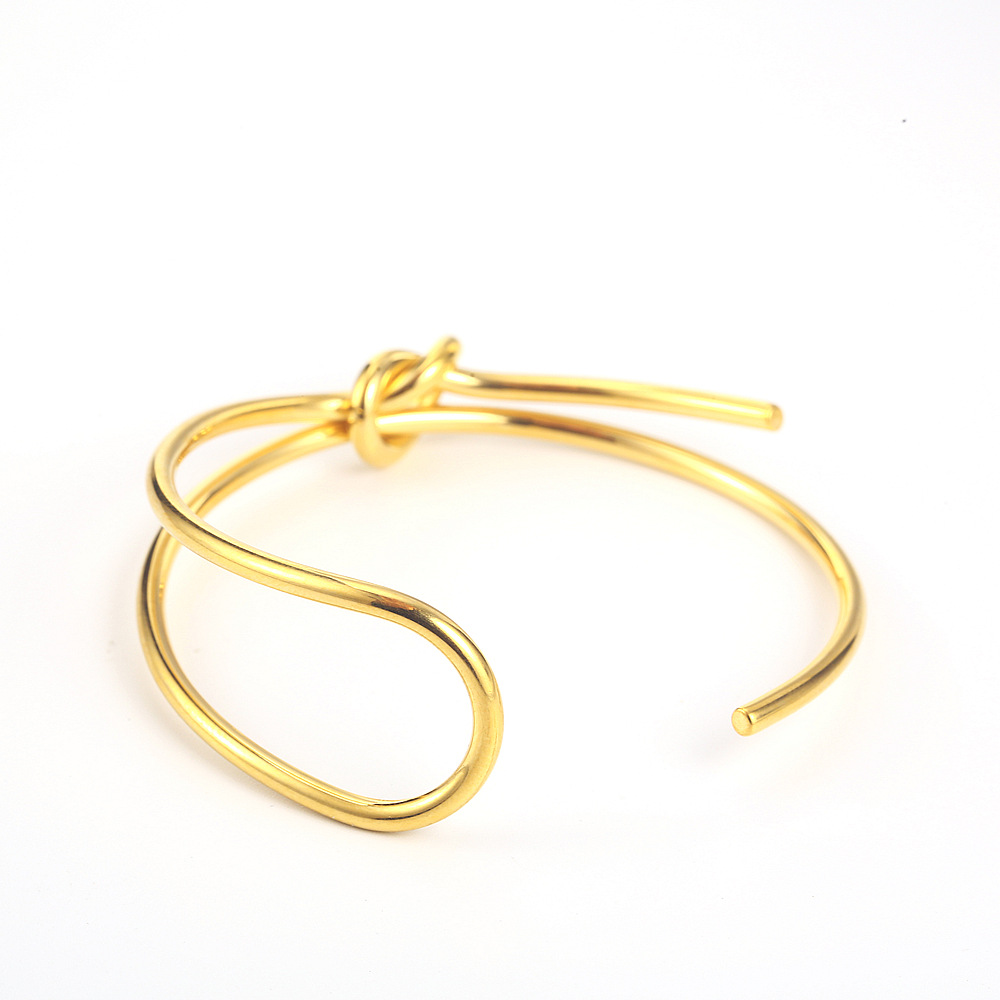 Hip-Hop Retro Knot 304 Stainless Steel 18K Gold Plated Bangle In Bulk display picture 4