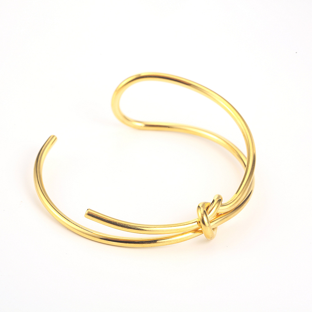 Hip-Hop Retro Knot 304 Stainless Steel 18K Gold Plated Bangle In Bulk display picture 5
