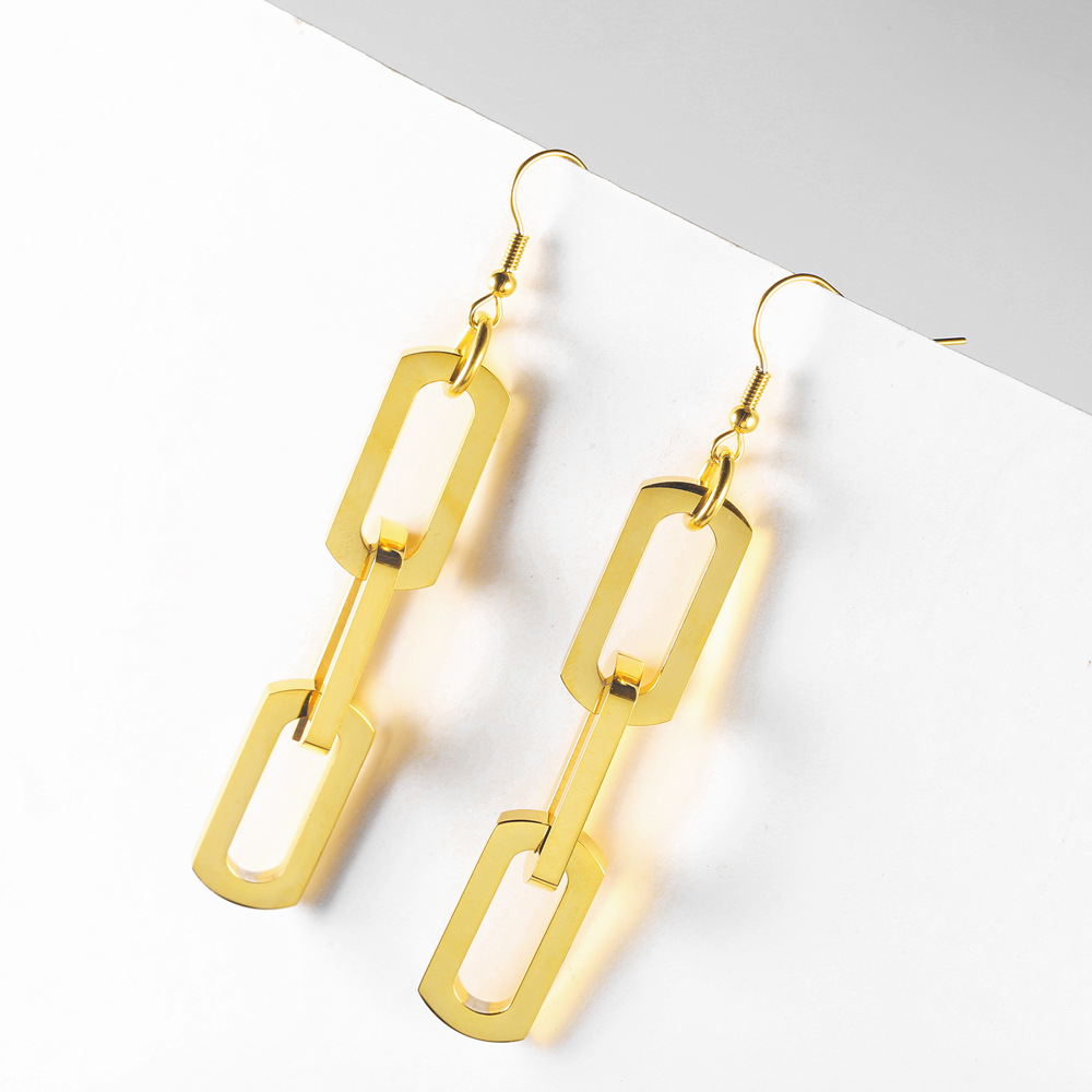 1 Pair Modern Style Geometric Plating 304 Stainless Steel 18K Gold Plated Drop Earrings display picture 4