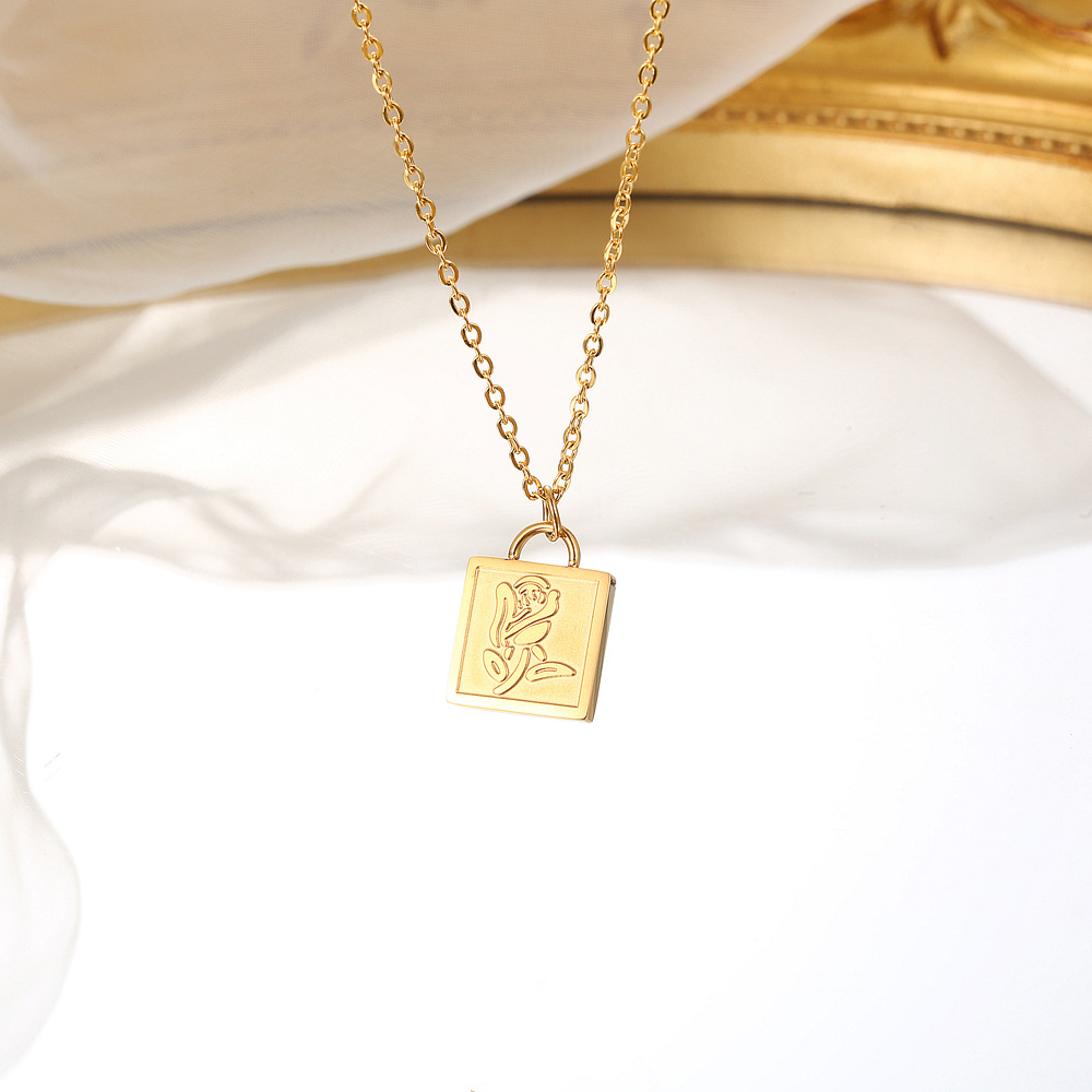304 Stainless Steel 18K Gold Plated Simple Style Classic Style Plating Solid Color Pendant Necklace display picture 2