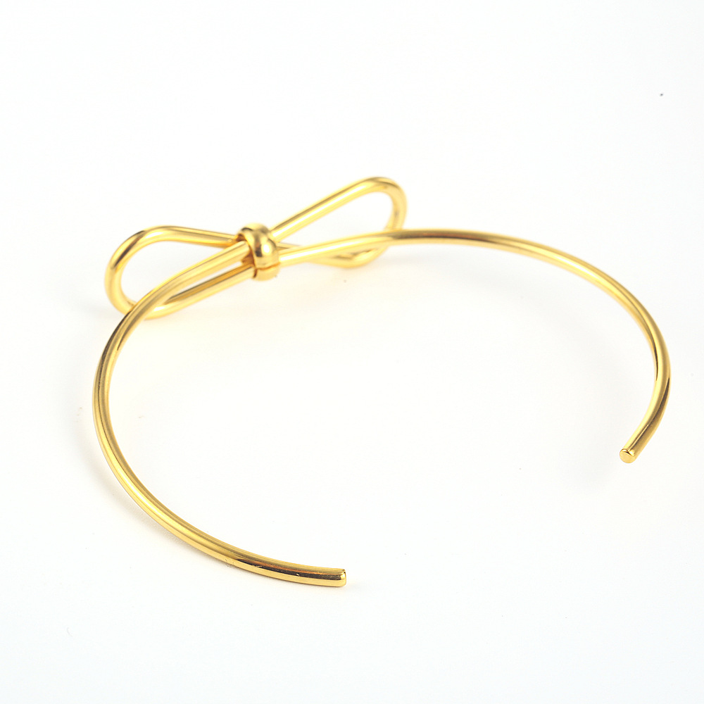 Basic Modern Style Bow Knot Titanium Steel Plating Bangle display picture 4