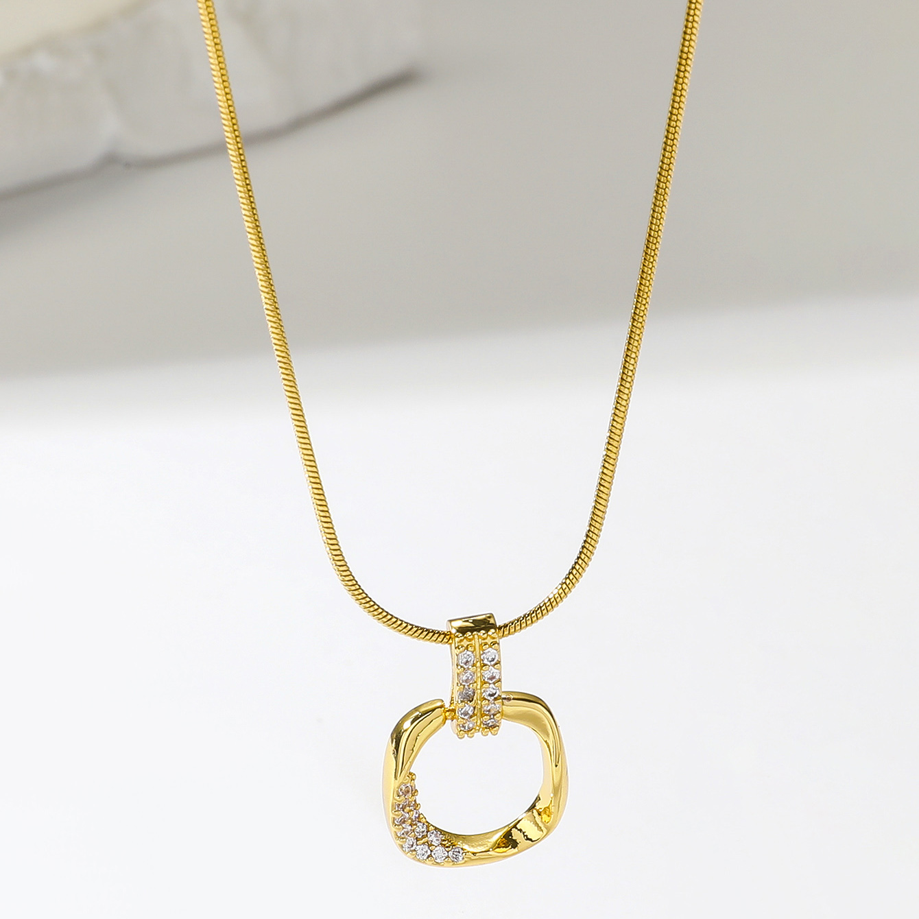 Wholesale Simple Style Square Stainless Steel Plating Inlay Gold Plated Zircon Pendant Necklace display picture 5